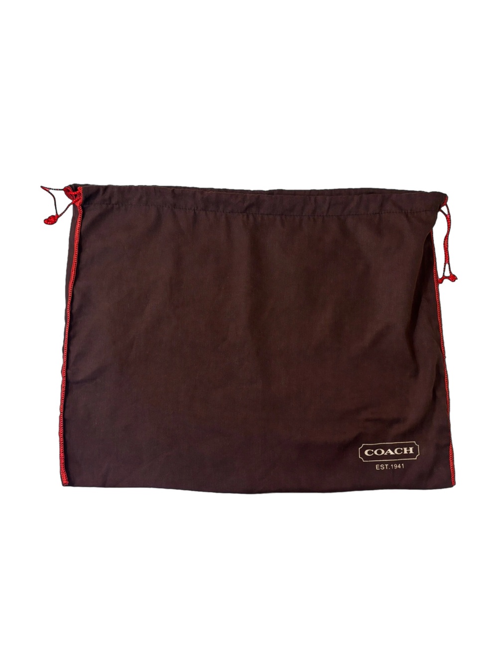 Coach Large Dust Bag 19x14.5 Brown Red Drawstring Handbag Tote Storage